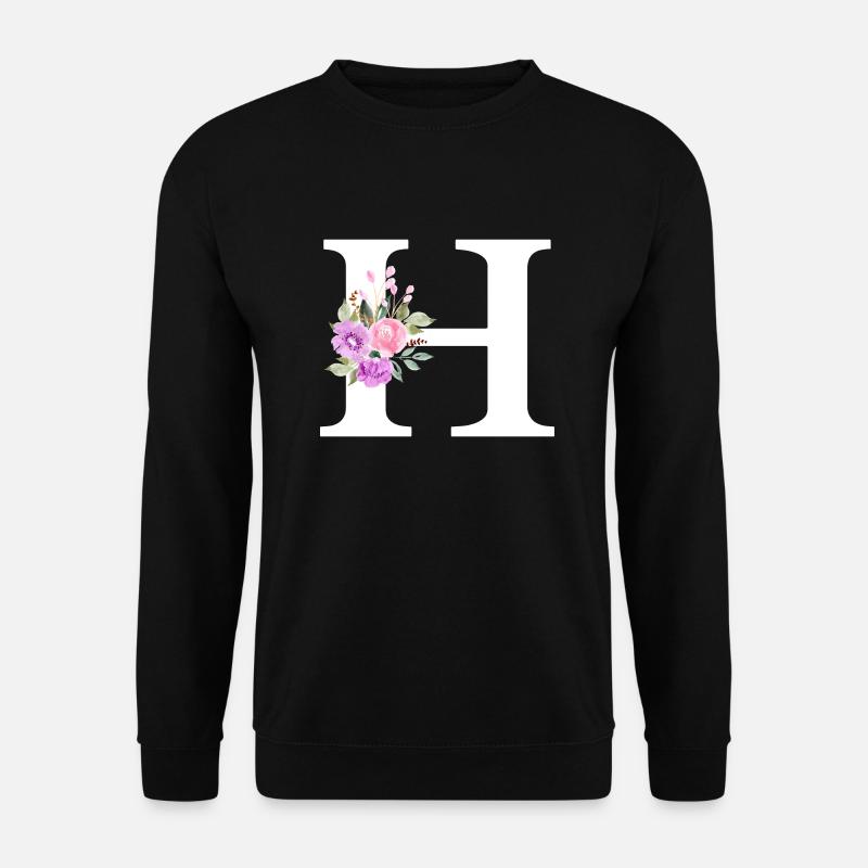 Lila Blumenbuchstabe h - Unisex Pullover - Schwarz