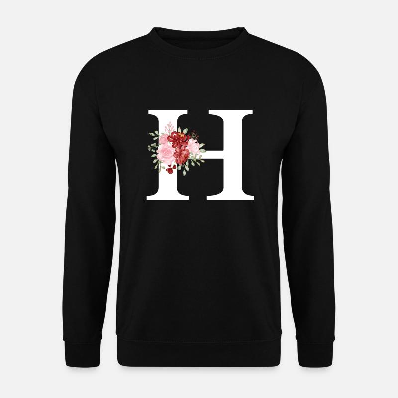 Roter Blumenbuchstabe H - Unisex Pullover - Schwarz