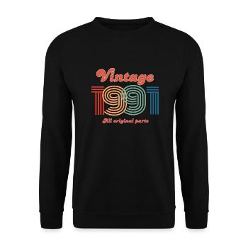 Jahrgang 1991 alle Originalteile - Unisex Pullover - Schwarz - Vorne - Alina (178cm) & Michal (187cm)