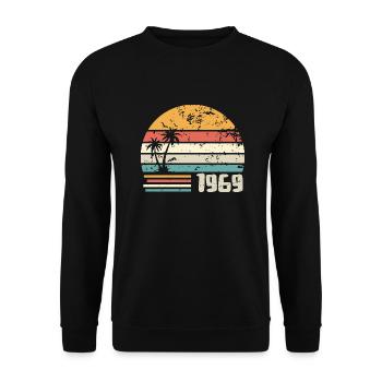 1969 Cadeau Anniversaire - Made in 1969 Rétro 1969 - Sweat-shirt Unisexe - noir - Devant - Alina (178cm) & Michal (187cm)