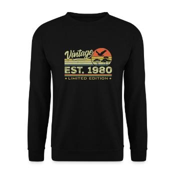 Vintage 1980 Génial Depuis 1980 Cadeau 1980 Rétro - Sweat-shirt Unisexe - noir - Devant - Alina (178cm) & Michal (187cm)