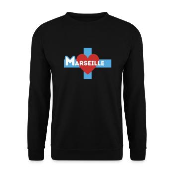 i love Marseille - Unisex Sweatshirt - black - Front - Alina (178cm) & Michal (187cm)