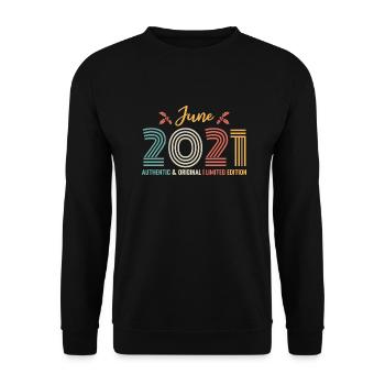 June 2021 Birthday June 2021 Retro June - Unisex Sweatshirt - black - Front - Alina (178cm) & Michal (187cm)