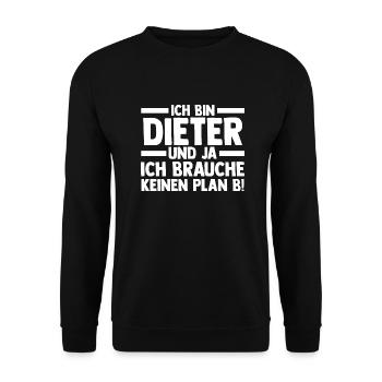 First name Dieter - Unisex Sweatshirt - black - Front - Alina (178cm) & Michal (187cm)
