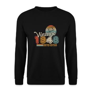 1948 - Unisex Pullover - Schwarz - Vorne - Alina (178cm) & Michal (187cm)