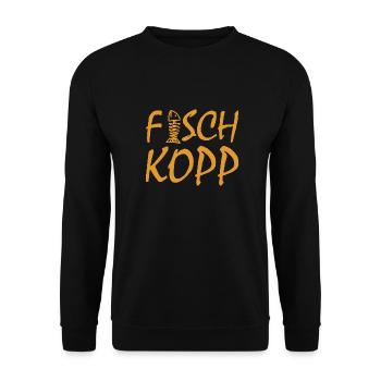 Fischkopp Fisch Fischkopf Küste Angler Fischer - Unisex Pullover - Schwarz - Vorne - Alina (178cm) & Michal (187cm)