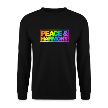 Typo Peace Harmony Kontur Rainbow - Unisex Pullover - Schwarz - Vorne - Alina (178cm) & Michal (187cm)