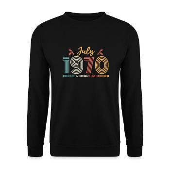 July 1970 Birthday July 1970 July - Unisex Sweatshirt - black - Front - Alina (178cm) & Michal (187cm)