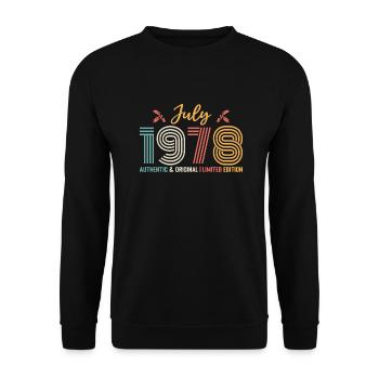 July 1978 Birthday July 1978 July - Unisex Sweatshirt - black - Front - Alina (178cm) & Michal (187cm)