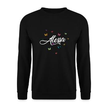ALESSA - Prénom de fille avec des papillons colorés - Sweat-shirt Unisexe - noir - Devant - Alina (178cm) & Michal (187cm)
