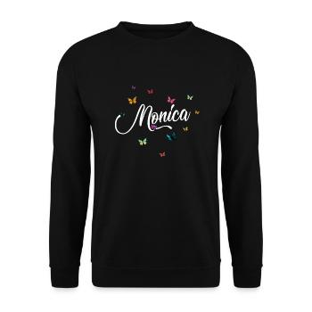 MONICA - Prénom de fille avec des papillons colorés - Sweat-shirt Unisexe - noir - Devant - Alina (178cm) & Michal (187cm)
