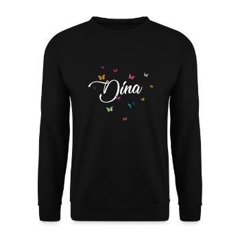 DINA - Nom de fille avec des papillons colorés - Sweat-shirt Unisexe - noir - Devant - Alina (178cm) & Michal (187cm)