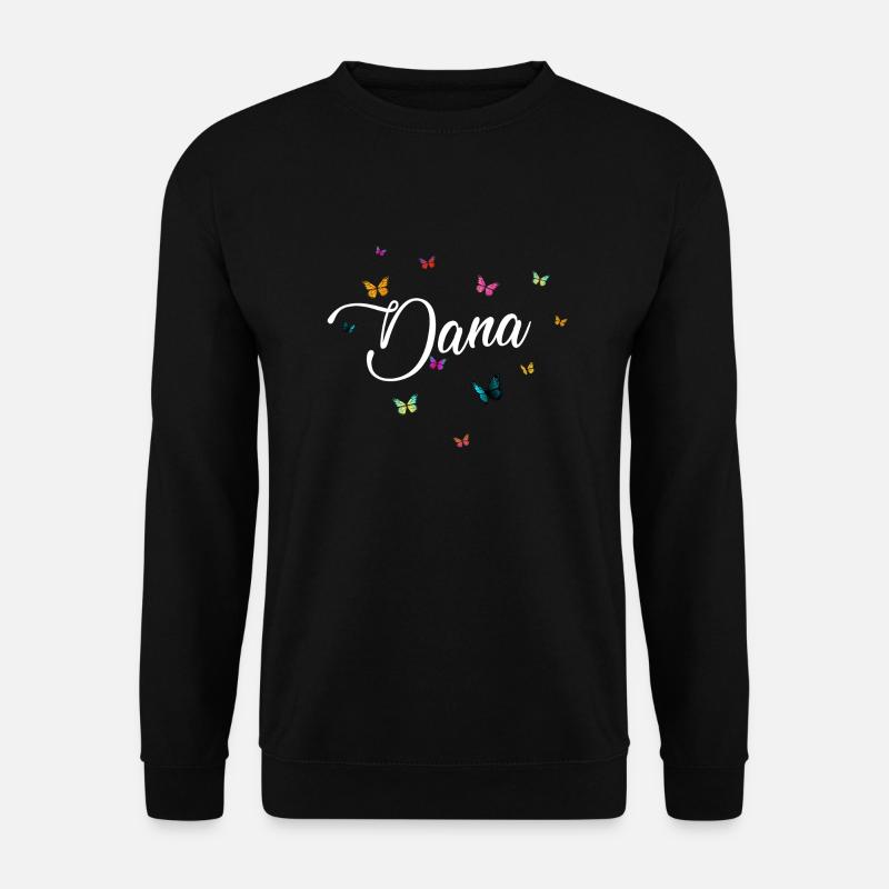 DANA - Mädchen Name mit bunten Schmetterlingen - Unisex Pullover - Schwarz