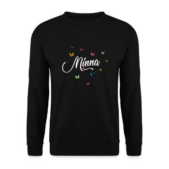 MINNA - Nom de fille avec des papillons colorés - Sweat-shirt Unisexe - noir - Devant - Alina (178cm) & Michal (187cm)