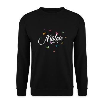 MALEA - Nom de fille avec des papillons colorés - Sweat-shirt Unisexe - noir - Devant - Alina (178cm) & Michal (187cm)