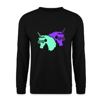 2 Coole DJ Einhörner Zwei Team Party Club Musik - Unisex Pullover - Schwarz - Vorne - Alina (178cm) & Michal (187cm)