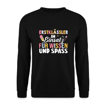 First Grade Elementary School Back to School Gift - Unisex Sweatshirt - black - Front - Alina (178cm) & Michal (187cm)