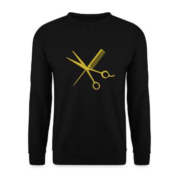 T-shirt de coiffeur élégant : ciseaux et peigne - Sweat-shirt Unisexe - noir - Devant - Alina (178cm) & Michal (187cm)