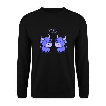 vache bébé amour - Sweat-shirt Unisexe - noir - Devant - Alina (178cm) & Michal (187cm)
