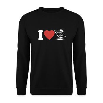 J’aime le photovoltaïque - Cœur - Énergie renouvelable - Sweat-shirt Unisexe - noir - Devant - Alina (178cm) & Michal (187cm)