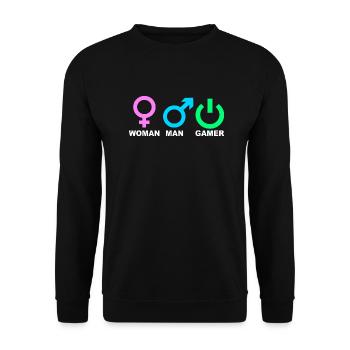 Mann Frau Gamer Gaming - Unisex Pullover - Schwarz - Vorne - Alina (178cm) & Michal (187cm)