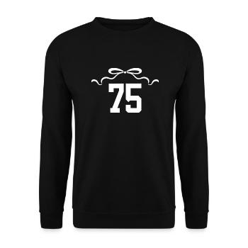 Nummer 75 Knoten - 75. Jahrestag - Unisex Pullover - Schwarz - Vorne - Alina (178cm) & Michal (187cm)