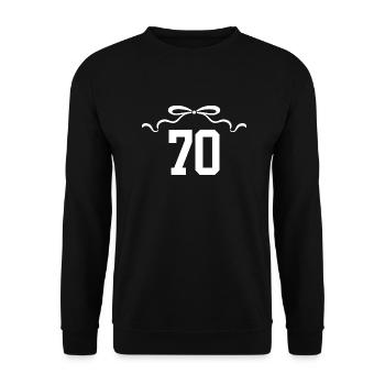 Numéro 70 noeud - 70e anniversaire - Sweat-shirt Unisexe - noir - Devant - Alina (178cm) & Michal (187cm)