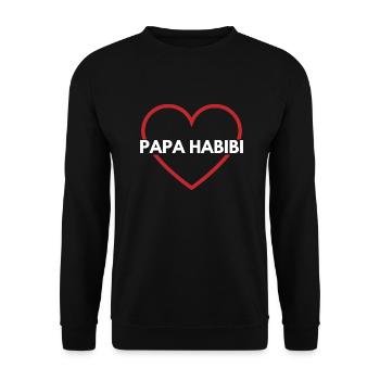 Papa habibi - Papa der Liebe - Unisex Pullover - Schwarz - Vorne - Alina (178cm) & Michal (187cm)