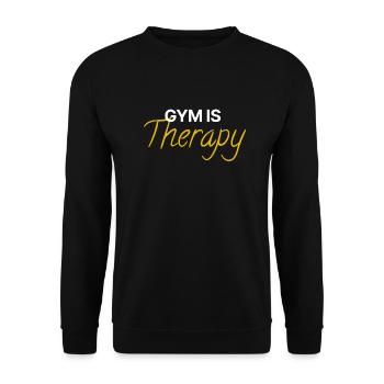 Gym is Therapy | Motivation - Unisex Pullover - Schwarz - Vorne - Alina (178cm) & Michal (187cm)