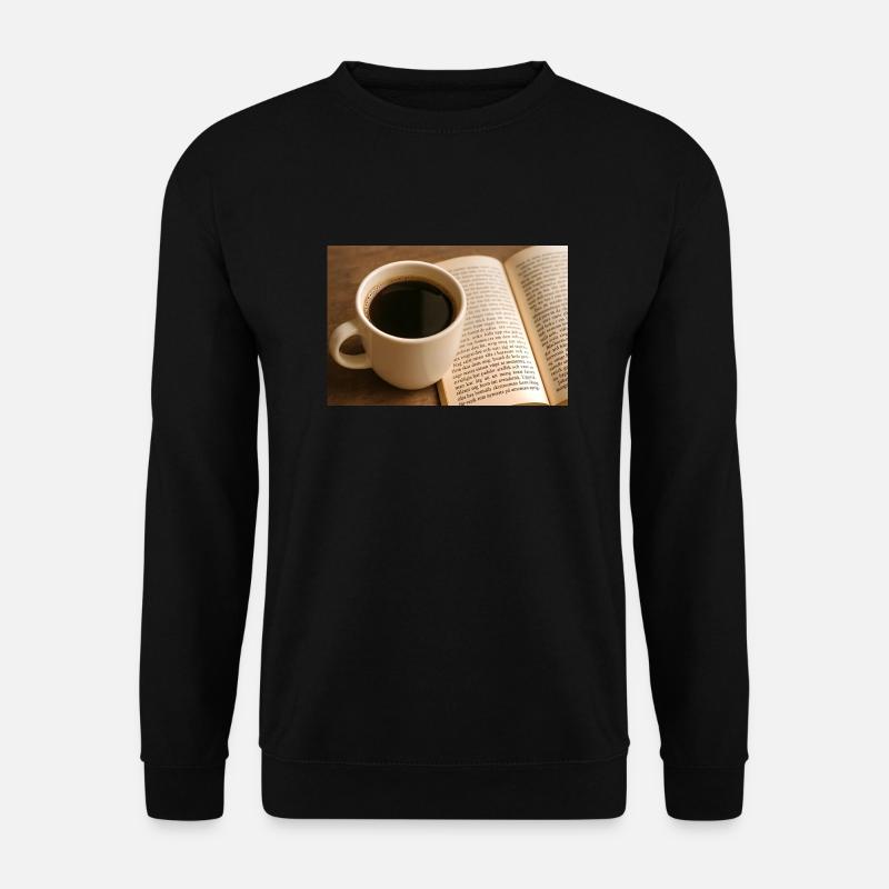 Buch und Kaffee - Unisex Pullover - Schwarz