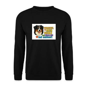 Mein Herz hat Krallen,und sabbert - Unisex Pullover - Schwarz - Vorne - Alina (178cm) & Michal (187cm)