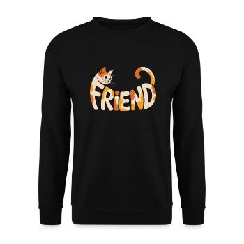 Friend Cat - Niedliche Katze Logo - Unisex Pullover - Schwarz - Vorne - Alina (178cm) & Michal (187cm)