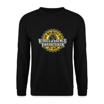 Ich bin stolz ein Verschwörungstheoretiker zu sein - Unisex Pullover - Schwarz - Vorne - Alina (178cm) & Michal (187cm)