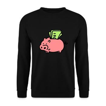 Sparschwein - Scheine 3 - Unisex Pullover - Schwarz - Vorne - Alina (178cm) & Michal (187cm)