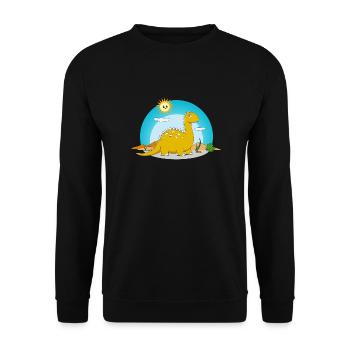 Dinosaure Soleil Brontosaurus Ciel d’été Désert - Sweat-shirt Unisexe - noir - Devant - Alina (178cm) & Michal (187cm)