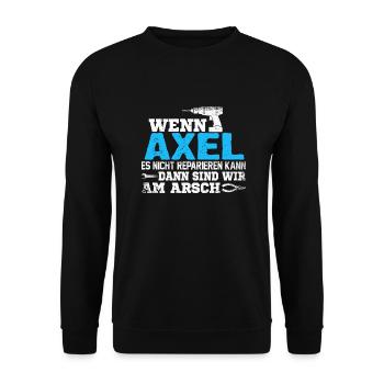 AXEL - kann es reparieren - Unisex Pullover - Schwarz - Vorne - Alina (178cm) & Michal (187cm)