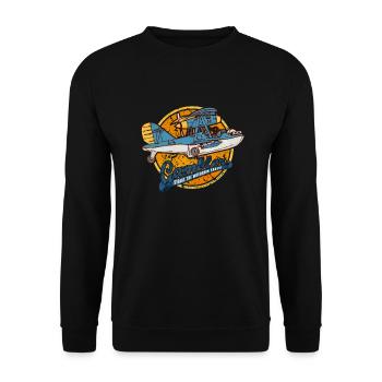 Flugzeug „Gambler“ - Unisex Pullover - Schwarz - Vorne - Alina (178cm) & Michal (187cm)