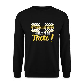 Rettungsgasse Theke Party Geschenk - Unisex Pullover - Schwarz - Vorne - Alina (178cm) & Michal (187cm)