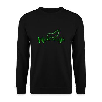 Wolf Herzschlag - Unisex Pullover - Schwarz - Vorne - Alina (178cm) & Michal (187cm)