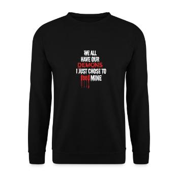 Manga Demons Citations Cadeau Anime Sang Sarcasme - Sweat-shirt Unisexe - noir - Devant - Alina (178cm) & Michal (187cm)