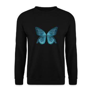 Schmetterlingsflügel, Elfe, Fee, Schmetterling - Unisex Pullover - Schwarz - Vorne - Alina (178cm) & Michal (187cm)
