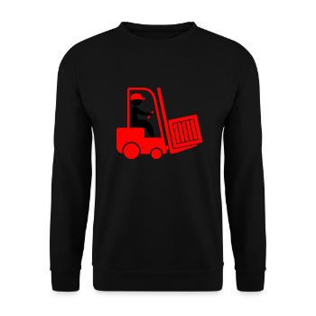 A forklift transporting a box - Unisex Sweatshirt - black - Front - Alina (178cm) & Michal (187cm)