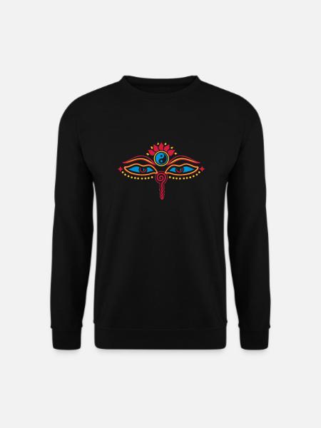 Buddha Eyes, Lotus, symbol wisdom & enlightenment - Unisex Sweatshirt - black