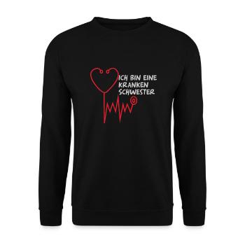 Krankenschwester - Unisex Pullover - Schwarz - Vorne - Alina (178cm) & Michal (187cm)