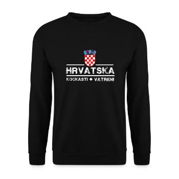Kroatien Fan Shirt. Hrvatska - Unisex Pullover - Schwarz - Vorne - Alina (178cm) & Michal (187cm)