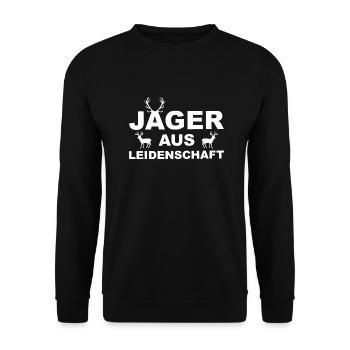 Jagen Jäger Jagd lustiger Spruch lustige Sprüche - Unisex Pullover - Schwarz - Vorne - Alina (178cm) & Michal (187cm)