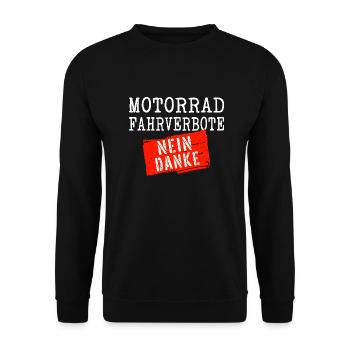 Gegen Motorrad Fahrverbot an Sonntagen Feiertagen - Unisex Pullover - Schwarz - Vorne - Alina (178cm) & Michal (187cm)