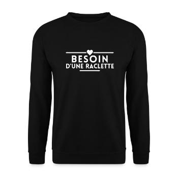 besoin d'une raclette. cadeau raclette - Sweat-shirt Unisexe - noir - Devant - Alina (178cm) & Michal (187cm)
