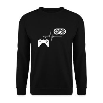 Gamer gamer gamepad with pulse rate - Unisex Sweatshirt - black - Front - Alina (178cm) & Michal (187cm)