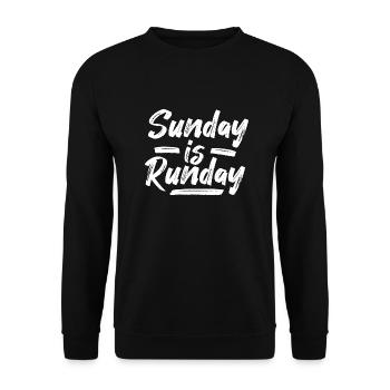 Sportler Spruch Sonntag ist Lauftag Marathon - Unisex Pullover - Schwarz - Vorne - Alina (178cm) & Michal (187cm)